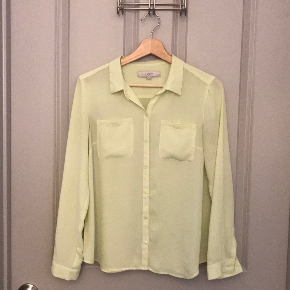 Loft lime silk button down